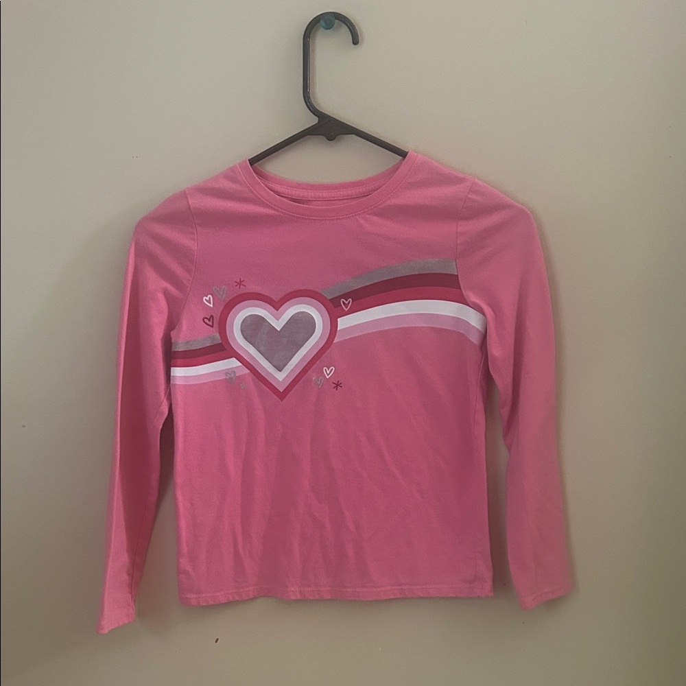 Cat & Jack Pink Long Sleeve Tee with Heart Design